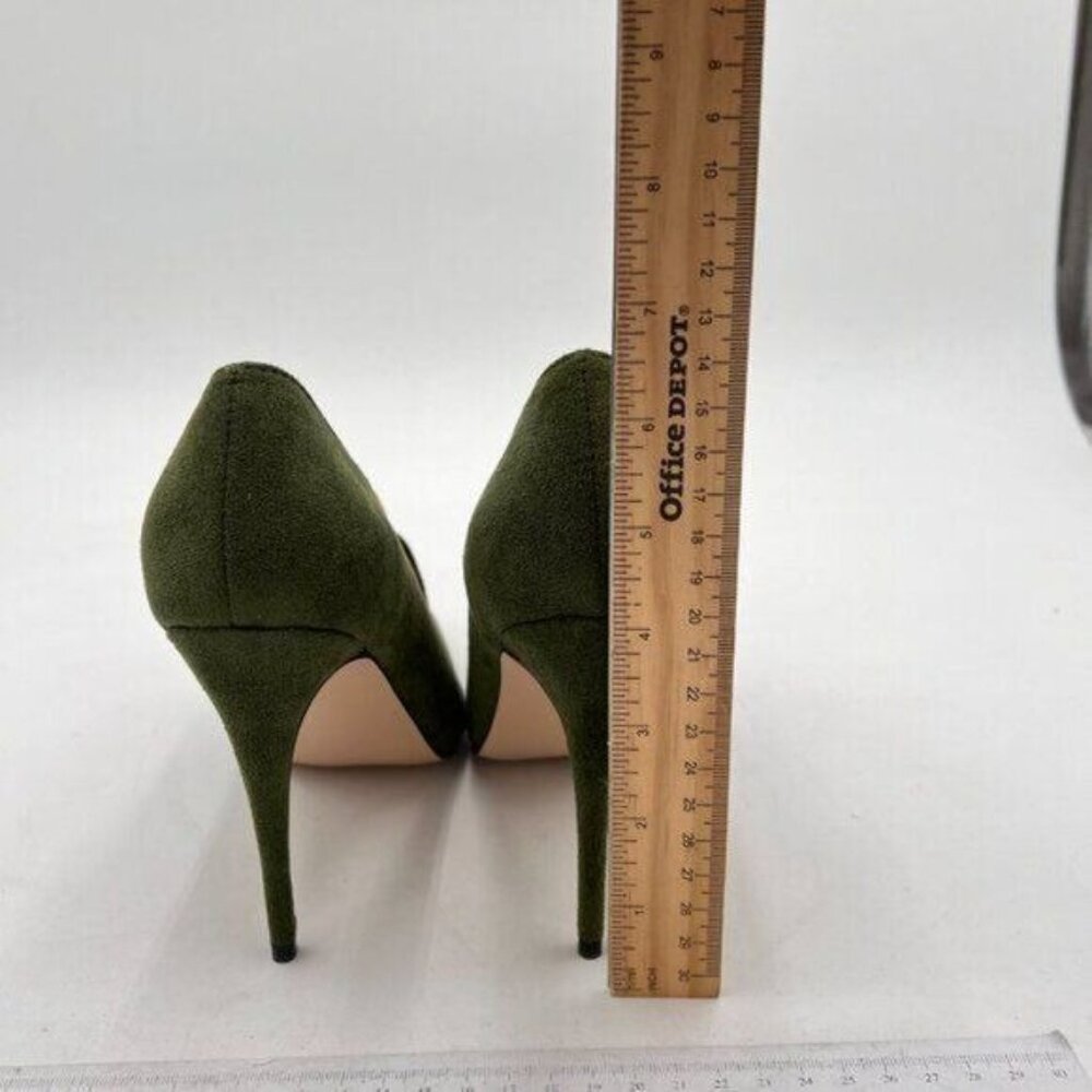 XYD Green Elegant Dress Pumps Suede Pointed Toe High Heels Rose Flower Shoes - Picture 5 of 8